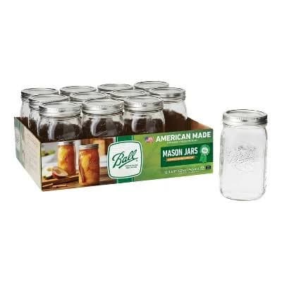 Ball Mason Jars 12 qt. 32 oz Wide Mouth Bands Dome Lids 12 / Box