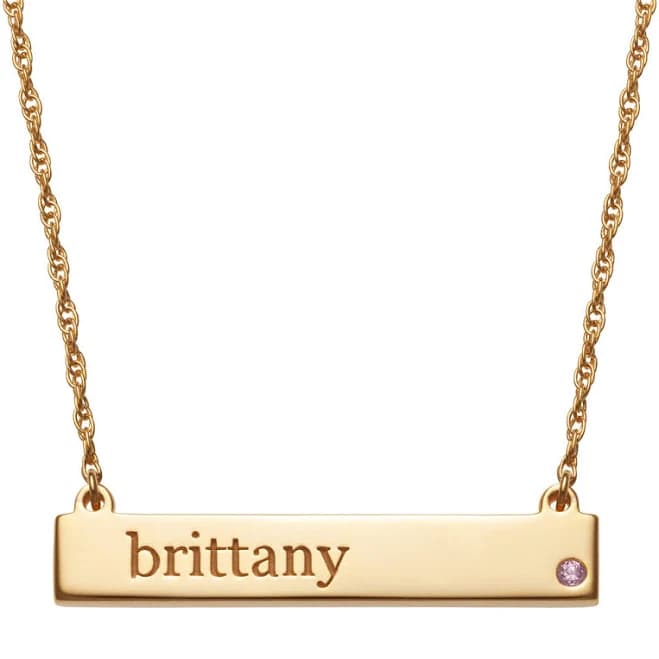 14K Gold Plated Personalized Name and Birthstone Bar Necklace