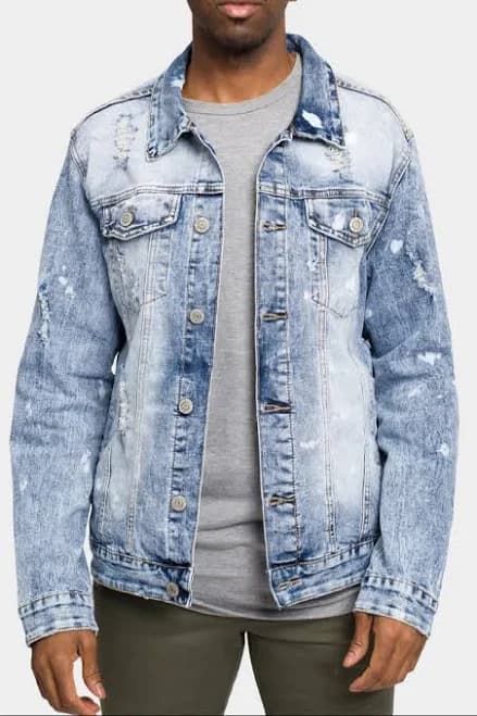 Acid Bleached Distressed Denim Jacket