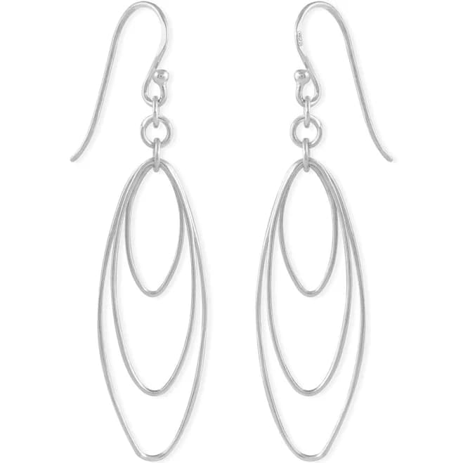 Sterling Silver Triple Oval Earrings