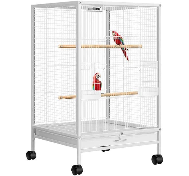 30 Inch Height Wrought Iron Bird Cage with Rolling Stand for Conures Lovebirds Cockatiels Finches