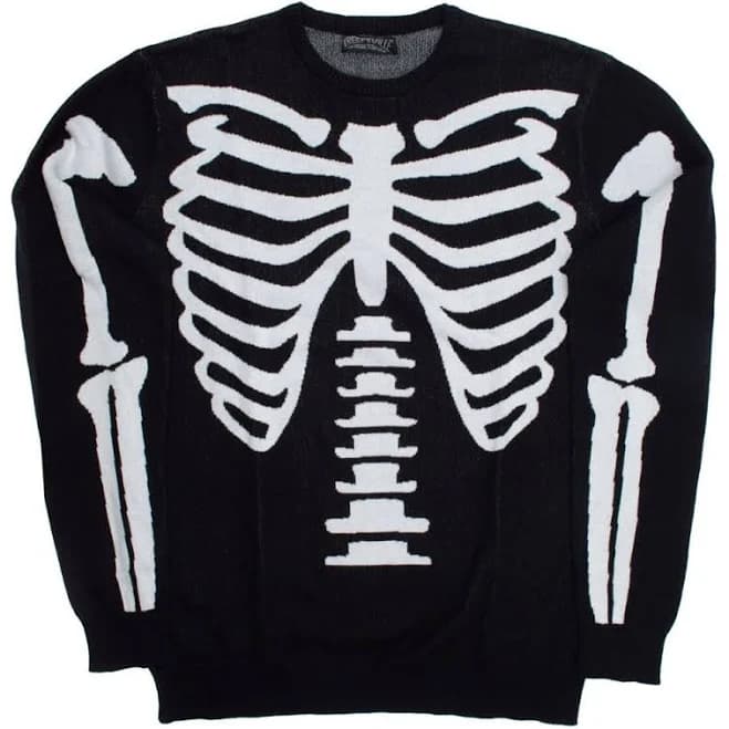 Kreepsville Men's Ribcage Skeleton Bones Sweater