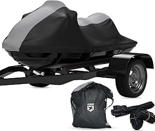 AllGuard Weatherproof Max Jet Ski Cover, Heavy Duty 600D Marine Grade Polyester, Protects from Rain, Sun, UV & More - Gray/Black (Fits Jet Ski Length: 115" - 125")