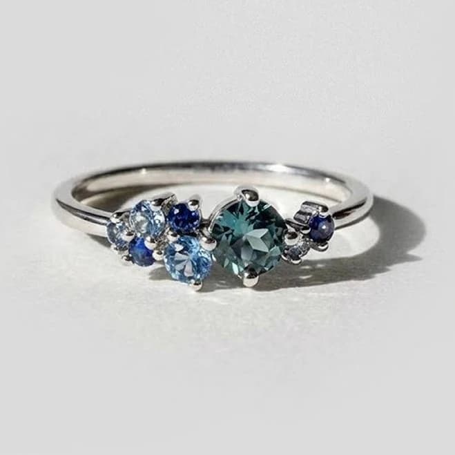 Oomiay .925 SS Ring with Blue CZ Crystals