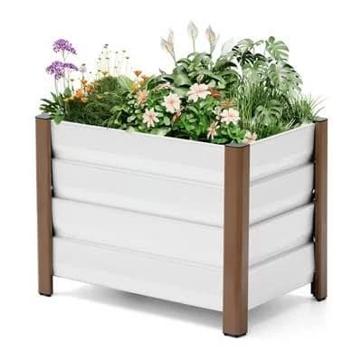 White Aluminum Extra Long Raised Garden Bed