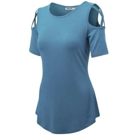 Made by Johnny Women's Loose Strappy Cold Shoulder Top