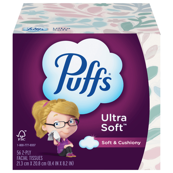 Puffs Ultra Soft 2-Ply Facial Tissue Cube Box