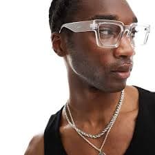 ASOS DESIGN square sunglasses in clear | ASOS