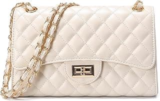 Quilted Leather Crossbody Bags for Women Trendy Ladies Shoulder Purse Satchel HandBag with Chain Strap