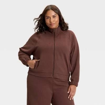 All in Motion Women's Airy Sleek Ribbed Full Zip Jacket