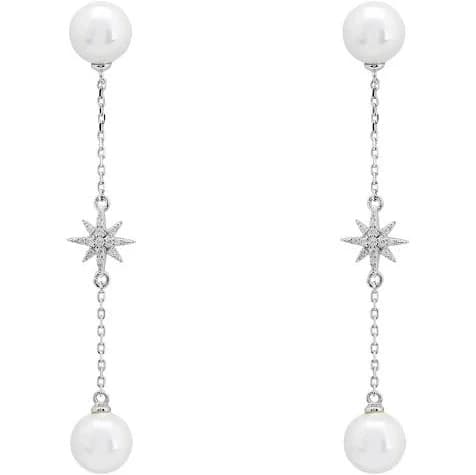 Latelita Silver Falling Star Pearl Drop Earrings