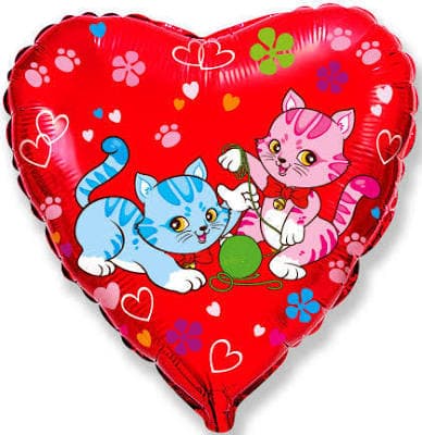 Red Heart Sweet Cats Mylar Balloon