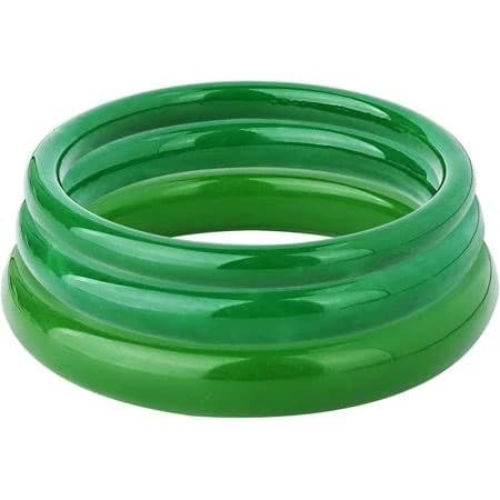 3 Pcs Natural Jade Bangle Bracelet for Women, Good Luck Bangle Wealth Healing Bracelet for Mother Grandmother, Christmas Birthday(green), Women's,