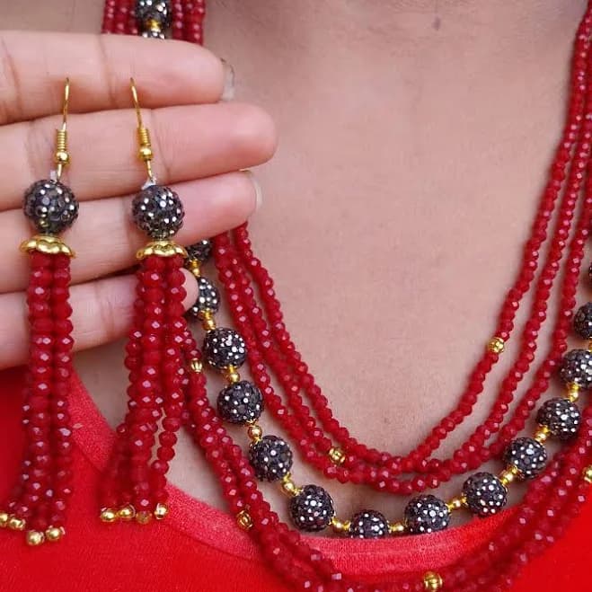 Handmade Beaded Necklace Set with Earrings