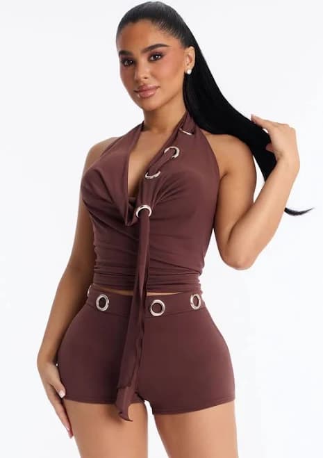 Halter Venezia Halter Top Booty Shorts Short Set