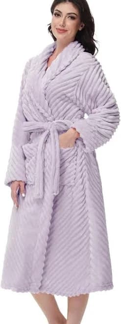 Women Robe Super Soft Cozy Light Purple Large-xlg Fleece Plush Long