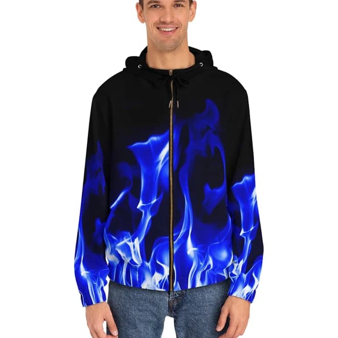 Blue Flames Full-Zip Hoodie