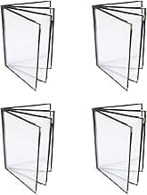 4PCS Menu Covers, Menu Covers 8.5 X 11 Inch, Menu Holder 4 Page 8 View, Restaurant Menu Covers Fits A4 Size Paper, Morning Menu Homeschool, Menu Book(Black)