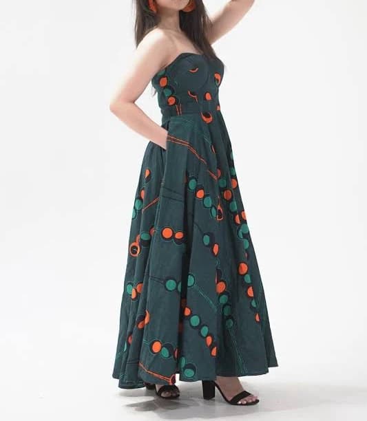 Cici African Print Strapless Dress