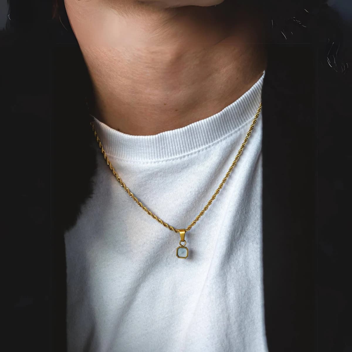 Twistedpendant Mens Necklace 18K Gold Pearl Pendant Necklace For Mens Mens