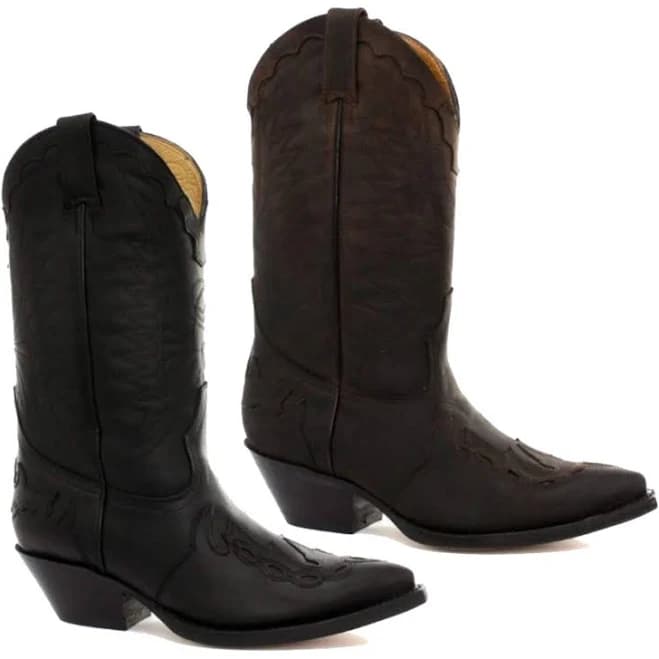 Men's Pointed Leather Cowboy Boots