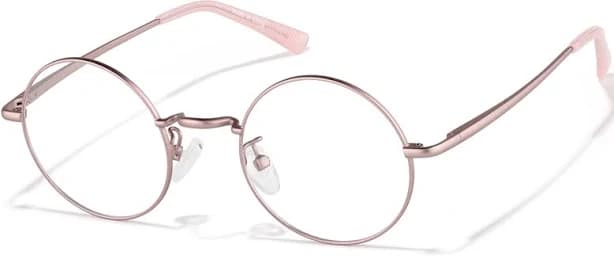 Zenni Round Glasses Rose Gold Stainless Steel Full Rim Frame, Spring Hinges, Nose Pads, Blokz Blue Light Glasses, P550019