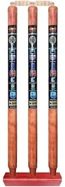 MSB Wooden Cricket Stumps 3 Wickets with 1 Stand and 2 Bails, Full Size