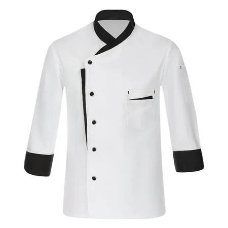 Vastwit Unisex Men's Chef Jackets Contrast Long Sleeve Classic Chef Coat Waiter Work Wear Uniforms