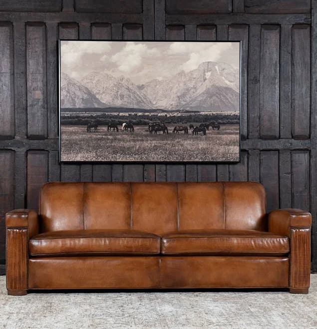 Adobe Interiors Traeger Unique Full Grain Leather Sofa