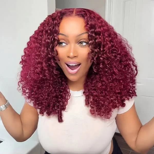ISee Burmese Curly Lace Front Wig with Draw-String
