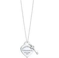Tiffany Heart Tag with Key Pendant in Sterling Silver