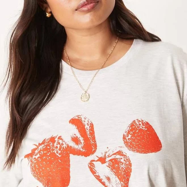 ASOS Design Curve Regular Fit T-Shirt with Strawberry Graphic