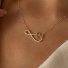 14K Real Gold Infinity Heart Necklace, Love Pendant for Women - Etsy UK