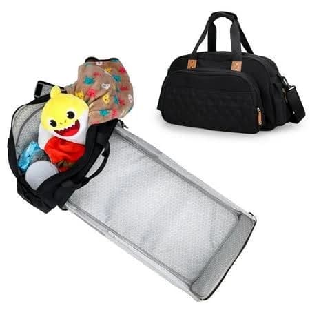 Diaper Bag Tote with Travel Bassinet Foldable Baby Bed for Bady Toddler