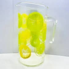 Vintage Pyrex Clear Glass Lemon Lime Lemonade Water Juice Slice Pitcher 7.5”