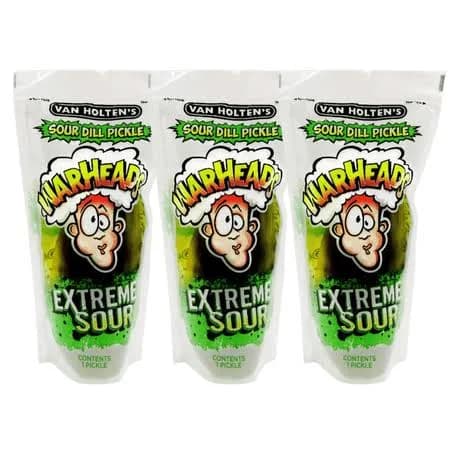 Van Holten's Warhead Extreme Sour Jumbo Pickle, 3 Pack, Green