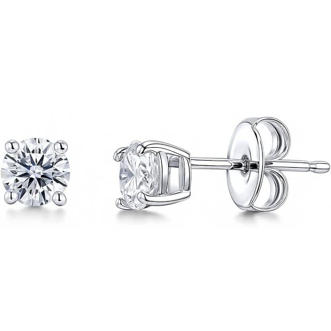 BERRICLE Sterling Silver CZ Solitaire Stud Earrings