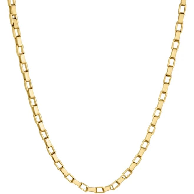 Gold Plated Rectangular Link Chain Necklace