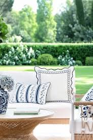 Hofdeco Premium Coastal Patio Indoor Outdoor Lumbar Pillow Cover Only, 12"x20" Water Repellent for Backyard, Couch, Navy Blue Print Stripe Floral : Amazon.ae: Patio, Lawn & Garden