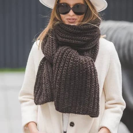 tknitknitwear Soft Brown Winter Scarf, Long Fluffy Woman showl, Chunky Knit Big Blanket Scarf, Big Autumn Wrap
