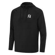 Men's Antigua Heather Black TGL Los Angeles Golf Club Spikes Quarter-Zip Hoodie