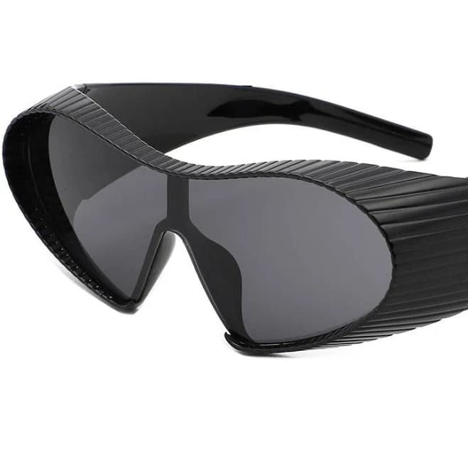 Ascary Oversized Winged Bar Shield Sunglasses