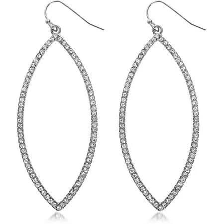 Hoop Dangle Earrings with Simulated Diamond