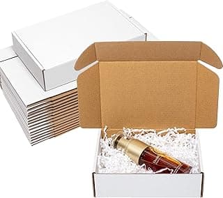 Wowxyz Shipping Boxes 7x5x2" 25 Pack - White Corrugated Cardboard Box Mailers for Small Business, Literature Mailer Box Packaging Supplies