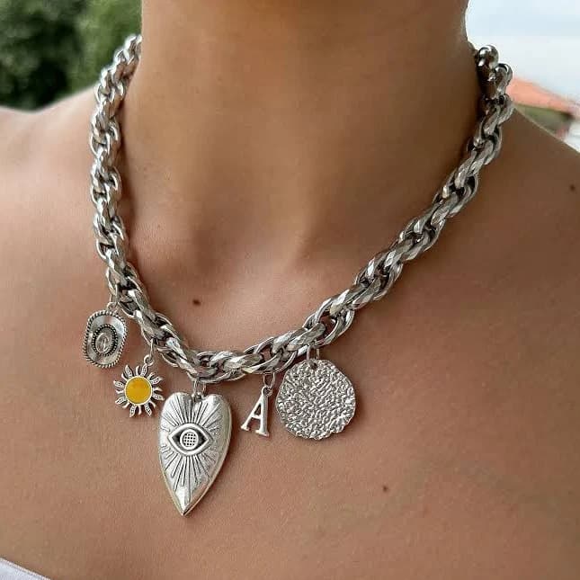 Custom Made Silver Charm Necklace with Multi Charms