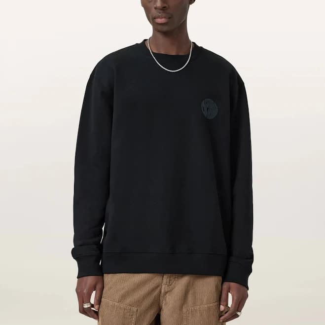 Allsaints Men's Relaxed Fit Waved Cotton Sweatshirt