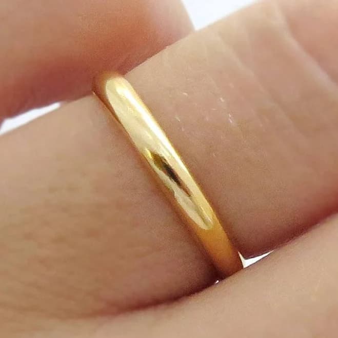 14K Gold Half Round Band