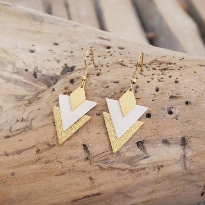 Geometric Triangle Leather Earrings