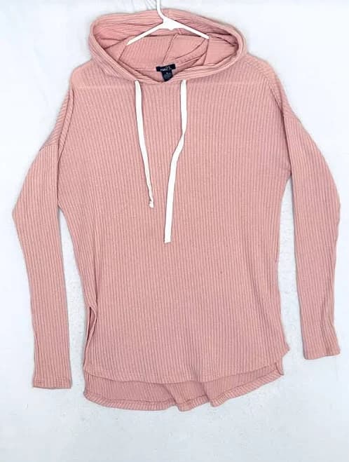 Rue21 Women's Hoodie Sweater Pink Drawstring Knit Size Medium
