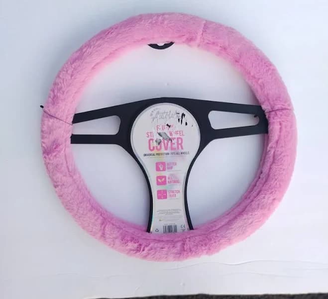 Pink Fluffy Steering Wheel Cover